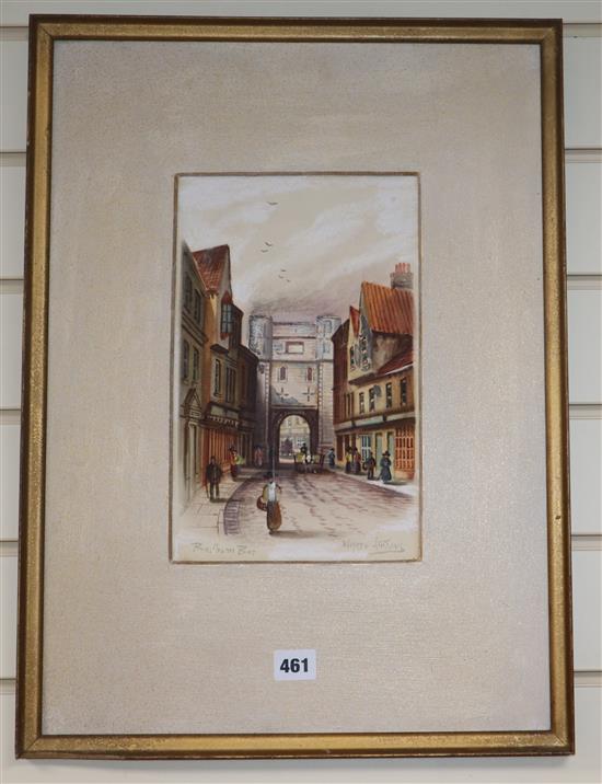 Wilfred Jenkins (1857-1936) watercolour, Bootham Bar , signed, 29 x 18cm